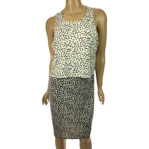 Vince Camuto Size M Peplum Dress Sleeveless Black & Cream White Back Keyhole